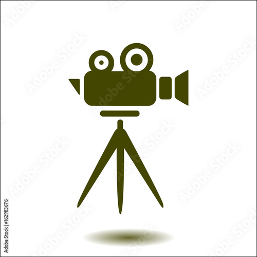Cinema camera icon. Flat design style. Vector.
