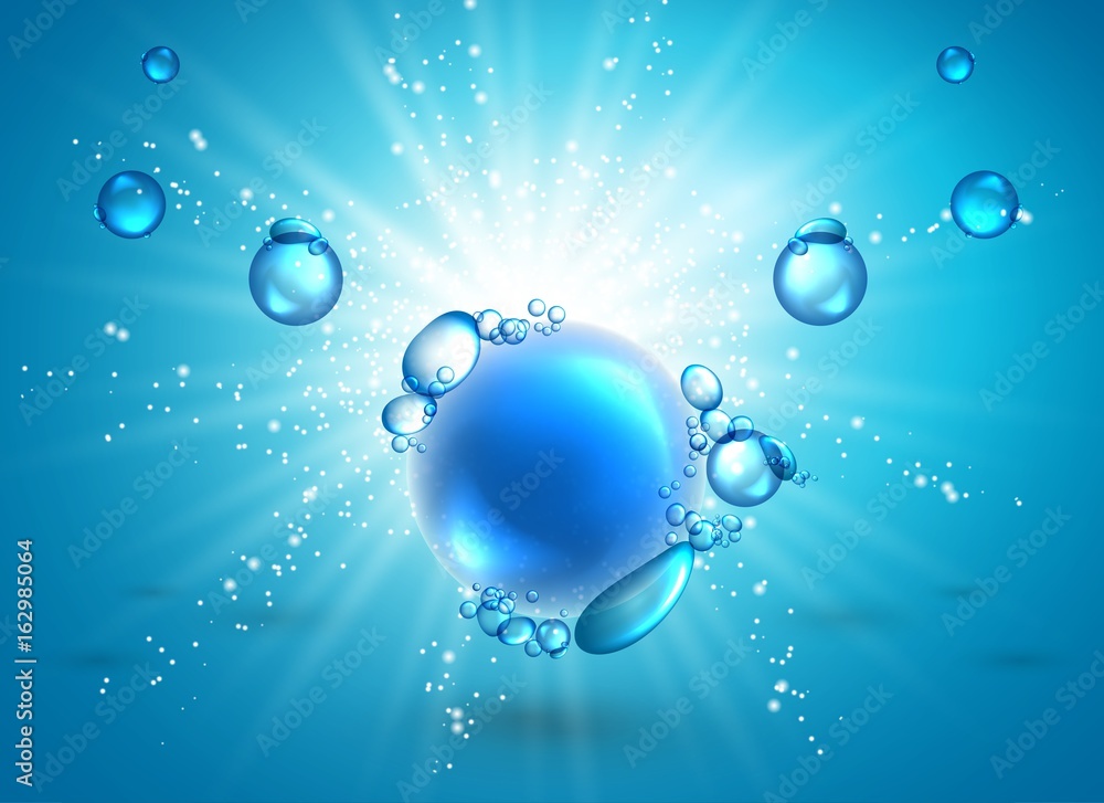 packaging design template for washing powder. Super clean. Soap bubbles