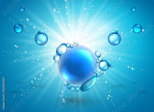 packaging design template for washing powder. Super clean. Soap bubbles, foam. Vector illustration.