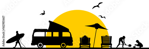 Silhouette Familie am Strand