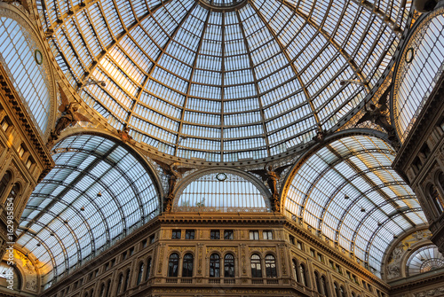 Glass roof and arching dome of Galleria Umberto I - Naples  Campania  Italy