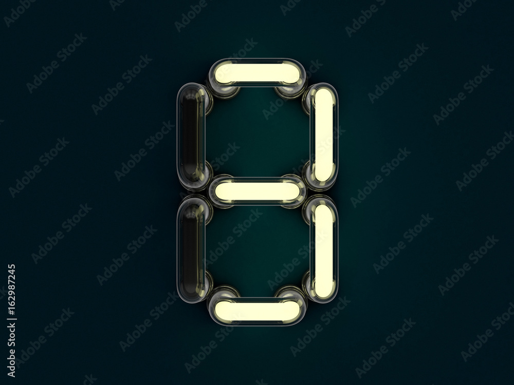 Neon tube number on dark background. 3D rendering Neon tube number on dark background. 3D rendering