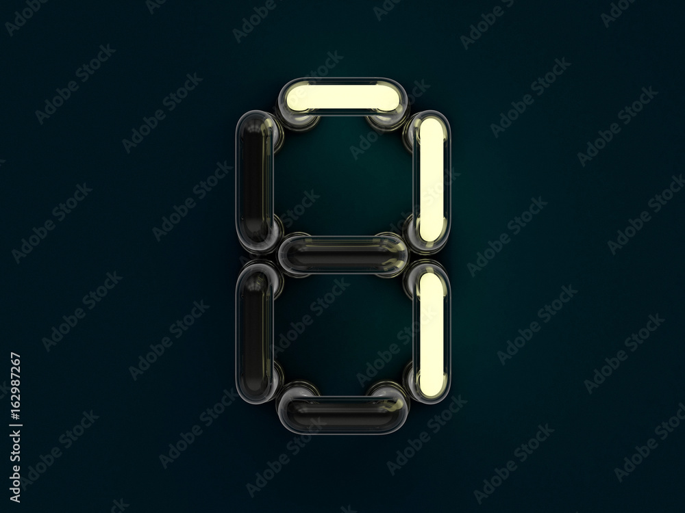 Neon tube number on dark background. 3D rendering Neon tube number on dark background. 3D rendering