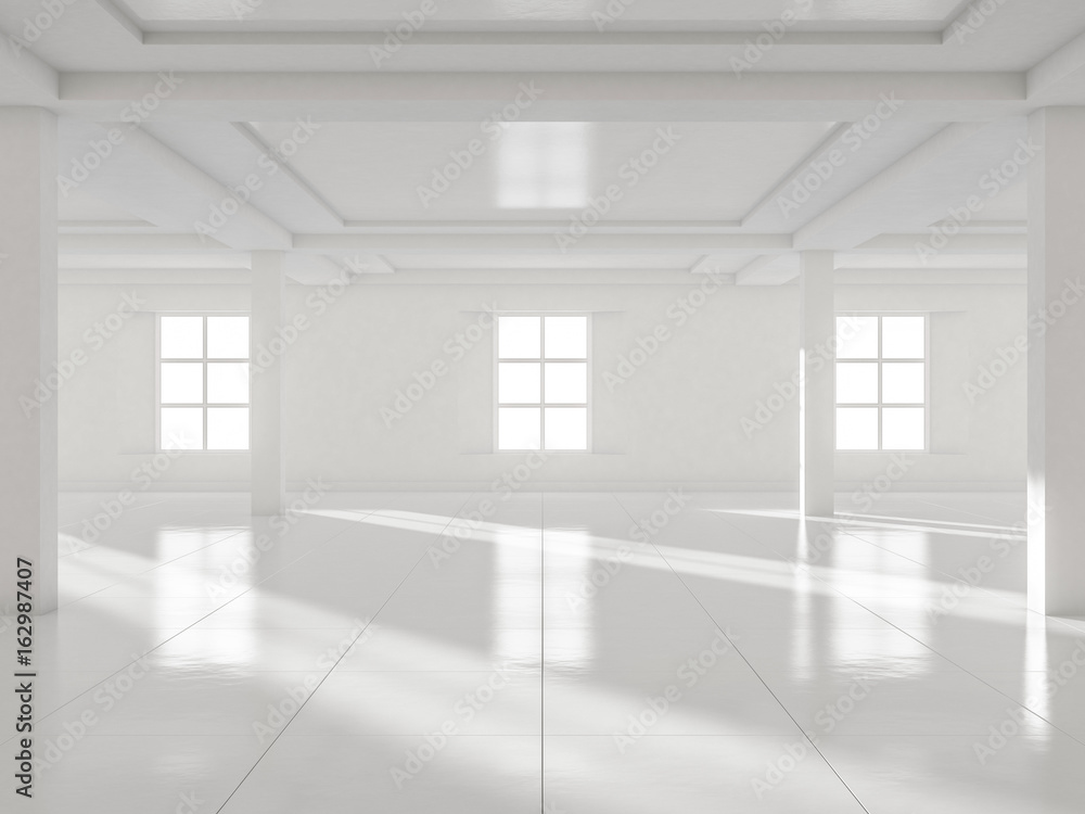 Fototapeta premium Abstract modern architecture background, empty white open space interior. 3D rendering