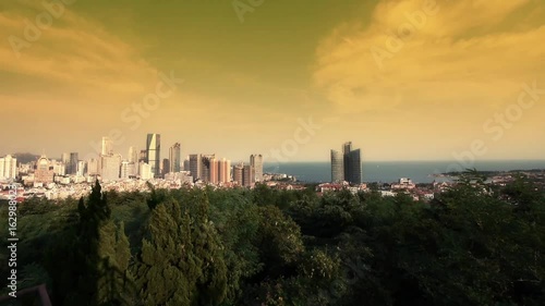 Wallpaper Mural sunset glow of china urban skyline & sea,QingDao(tsingtao). Torontodigital.ca