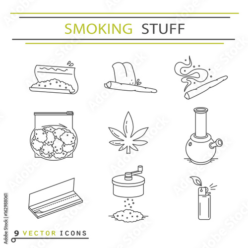 Set of icons in thin line style.