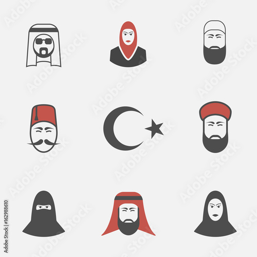 arabic people, flat icons.