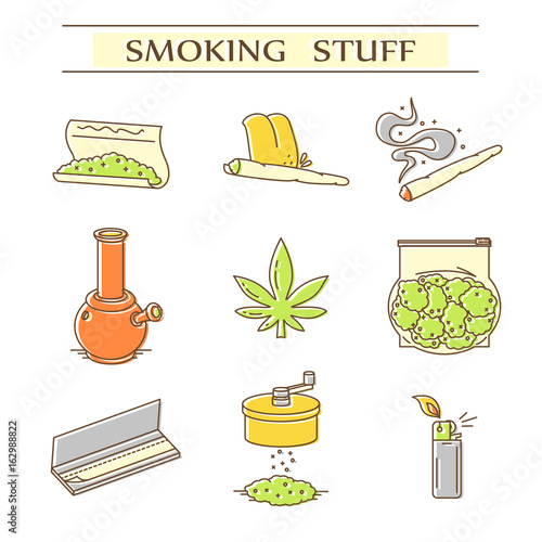 Set of icons in thin line style.