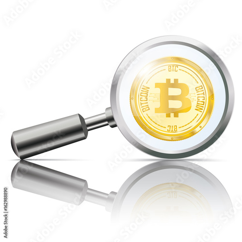 Loupe Mirror Golden Bitcoin Coin