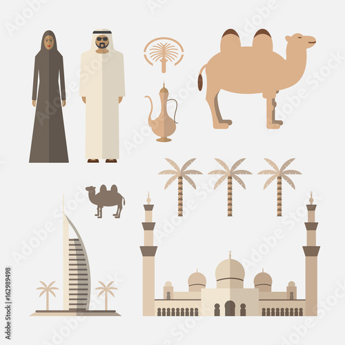 United Arab Emirates Flat Icons Design. Arabic icons
