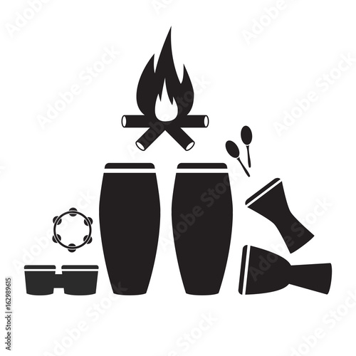 Vector percussion instruments. Icon set