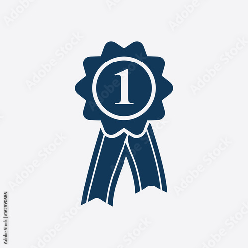  Badge with ribbons icon. Award rosette with ribbon simbol.