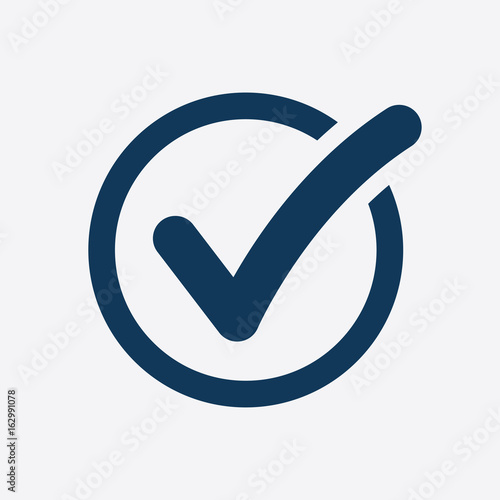 Check list button icon. Check mark in round sign.