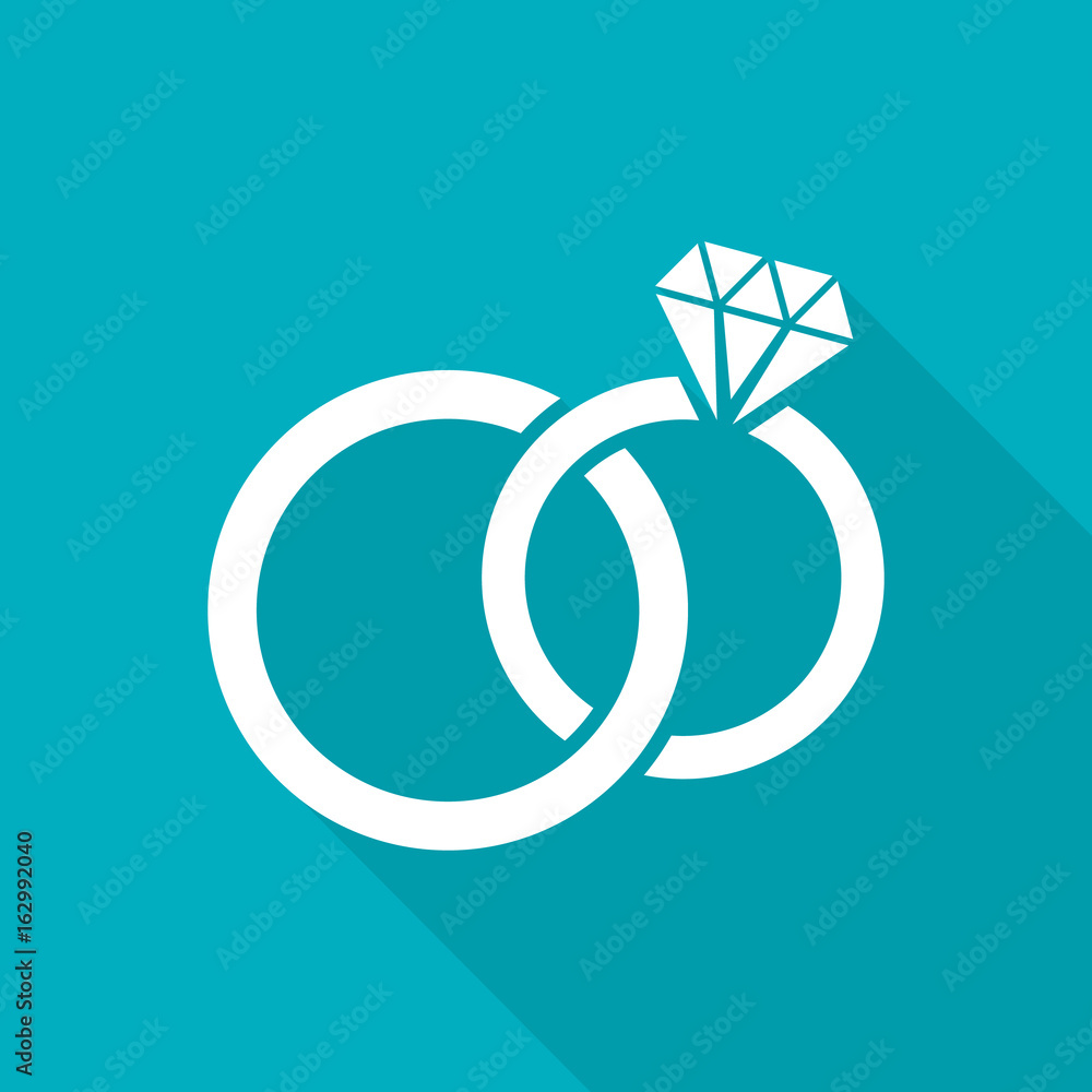 White vector wedding rings flat icon White vector wedding rings flat icon