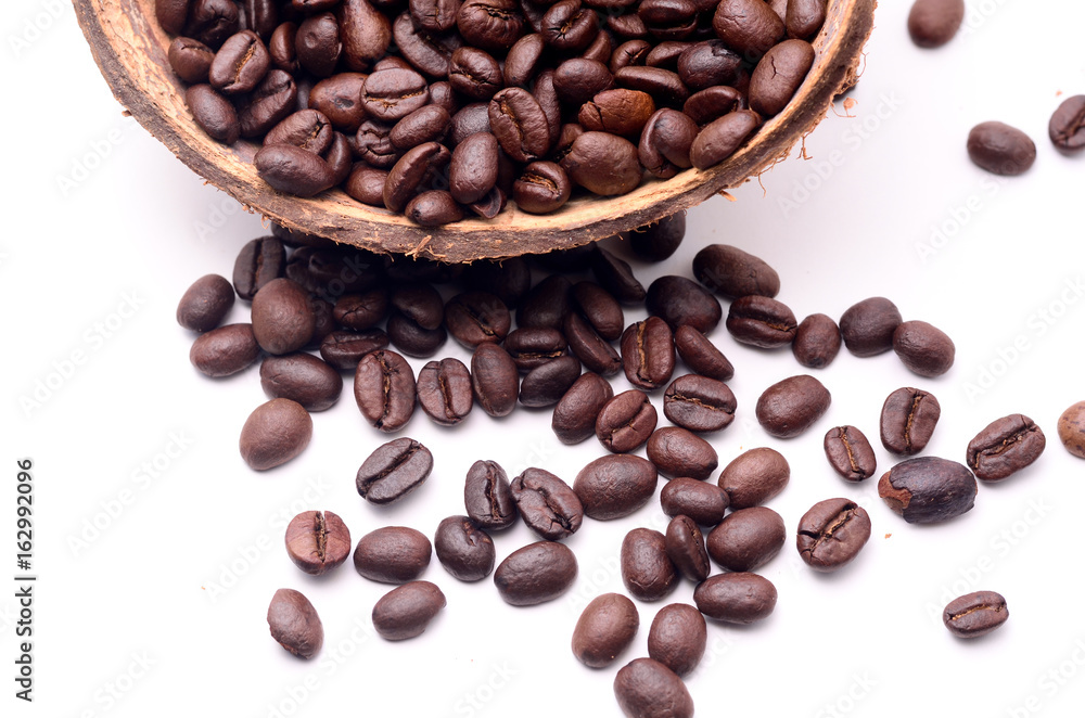 Organic Wood Roasted Coffee with coconut shell. Organic Wood Roasted Coffee with coconut shell.