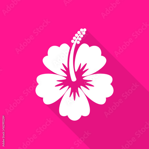 Hibiscus flower flat icon long shadow