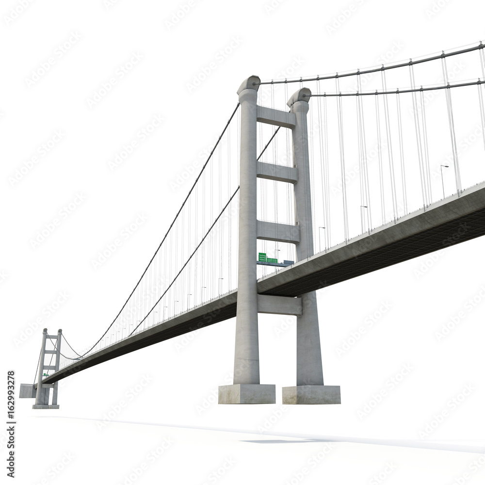 Tsing Ma Bridge on white. 3D illustration