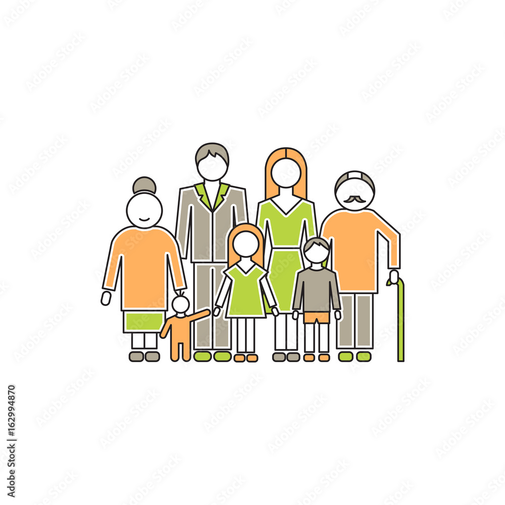 Big family line icon Big family line icon