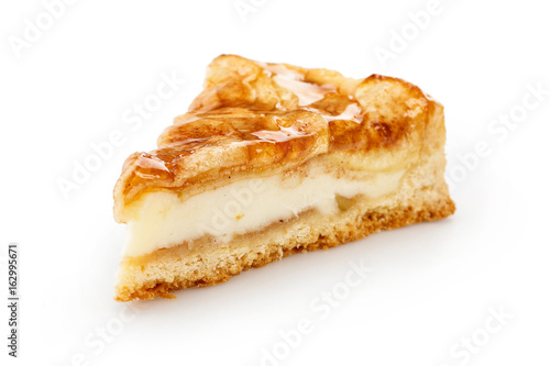 Slice of apple pie isolated on white photo