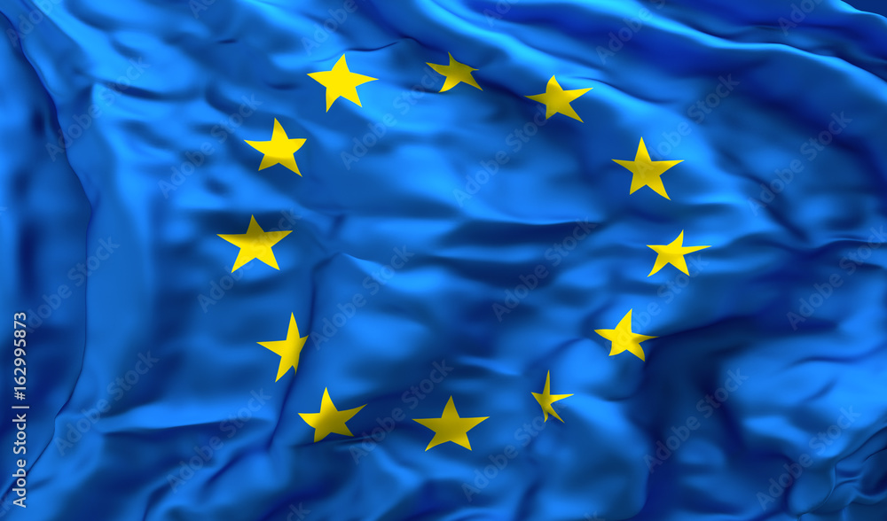 European flag in turbulent wind European flag in turbulent wind