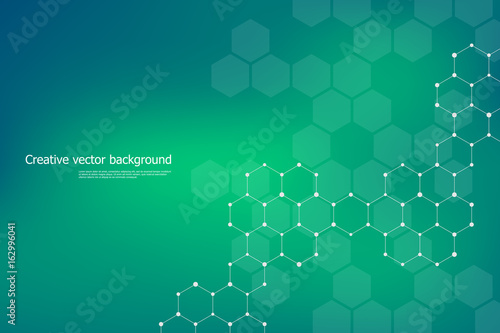 Hexagonal structure molecule dna of neurons system, genetic and chemical compounds. Vector illustration.