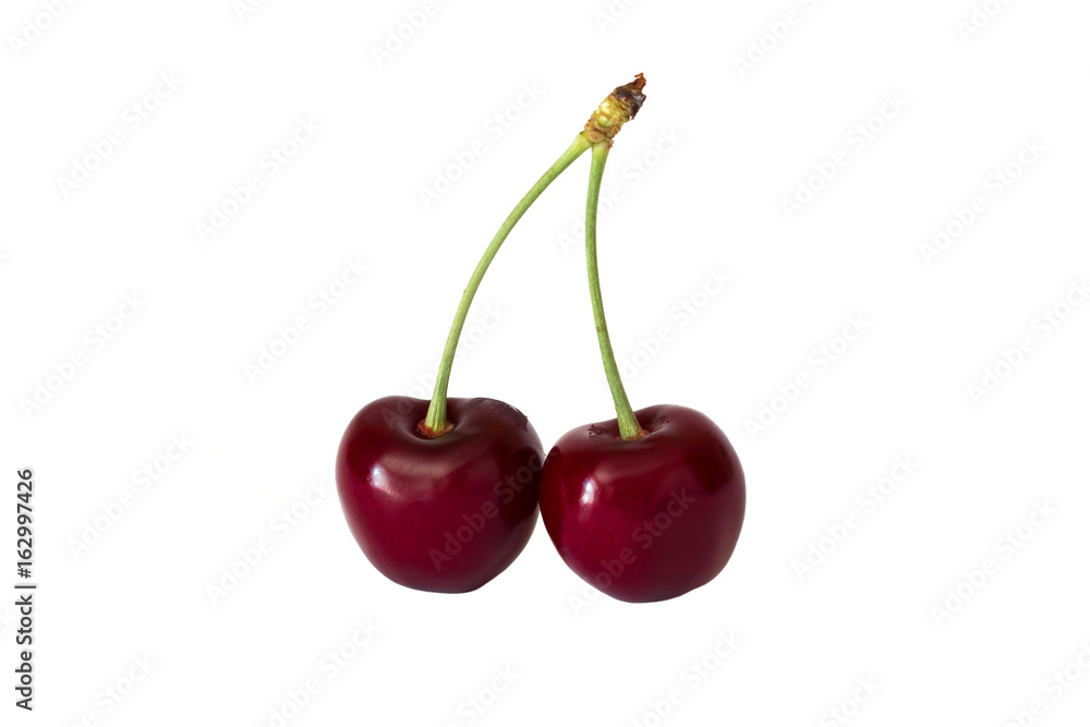 Sweet red cherries on isolated on white background Sweet red cherries on isolated on white background