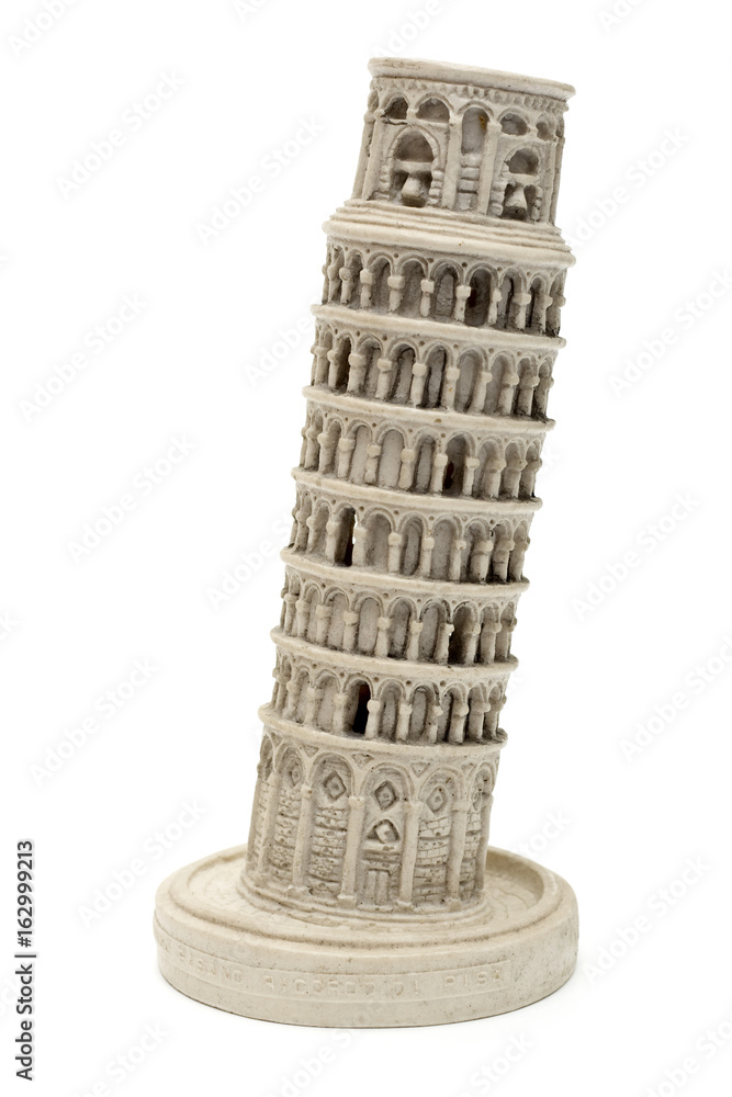 Leaning Tower of Pisa souvenir isolated on white
