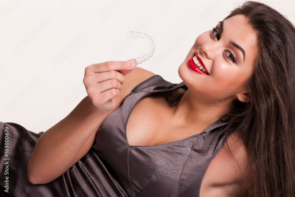 Young Beautiful Smiling Woman With Dental Braces