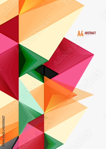 Triangular low poly vector a4 size geometric abstract template