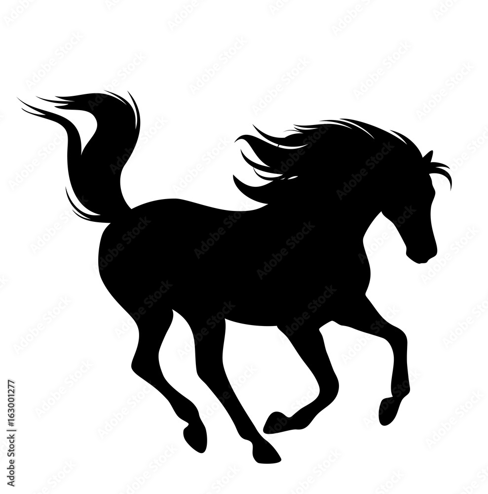 running horse fine black vector silhouette on white running horse fine black vector silhouette on white