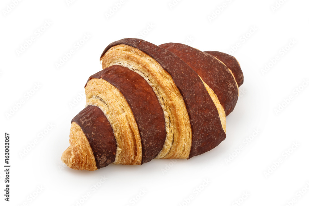 Chocolate croissant on white background Chocolate croissant on white background