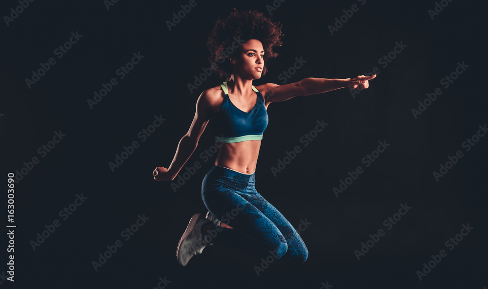 Afro American girl doing sport