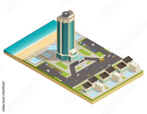 Luxury Hotel Building Isometric Composition 