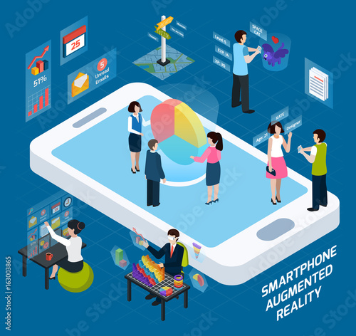 Smartphone Augmented Reality Isometric Composition