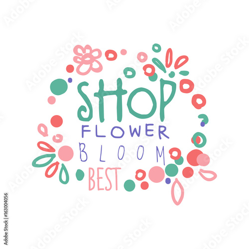 Flower shop bloom best logo template hand drawn