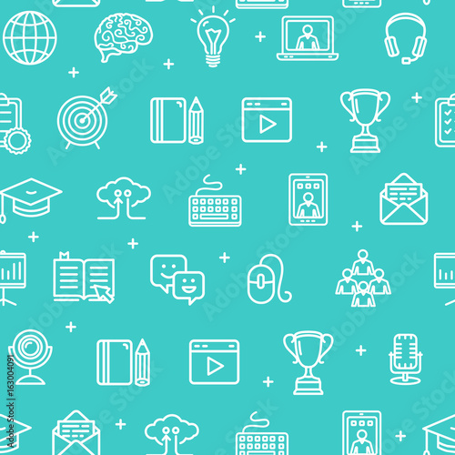 Education Online Pattern Background. Vector