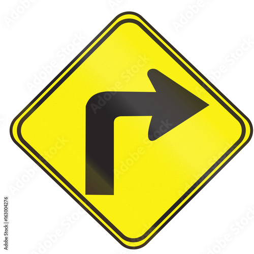 Road sign used in Uruguay - Sharp curve 90 degrees to right Free Download Road sign used in Uruguay - Sharp curve 90 degrees to right - GFXLoad