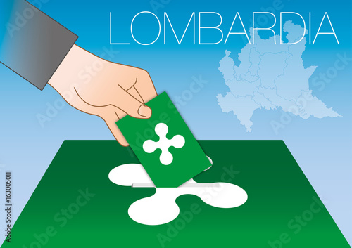 Lombardy ballot box with flag and map