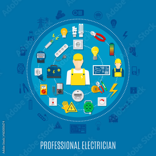 Professional Electrician Round Design