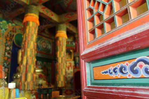 Colorful Tibetan Buddhist Monastic Paintings and Decor in Qinghai Province China Asia