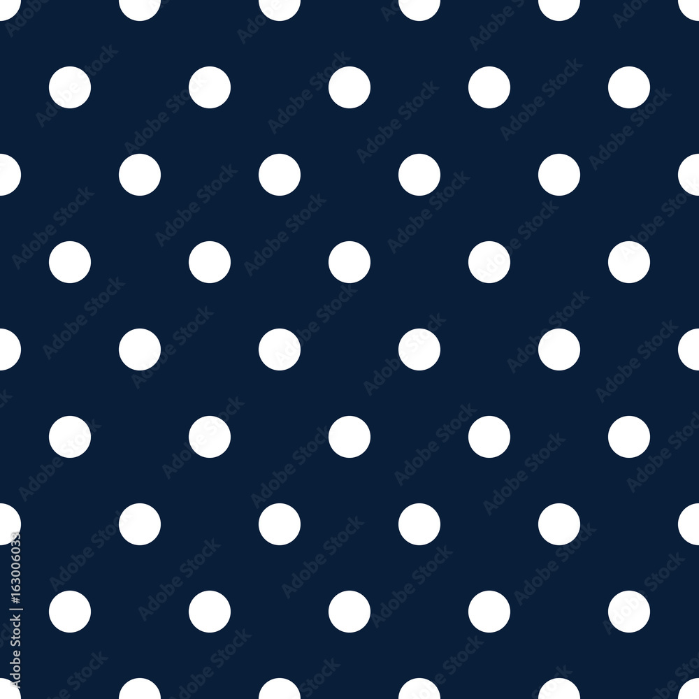 Retro pattern with white polka dots on dark blue background - retro seamless pattern for backgrounds, blogs, www, scrapbooks, party or baby shower invitations and wedding cards.