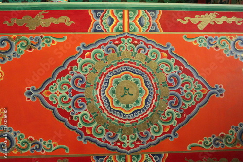 Colorful Tibetan Buddhist Monastic Paintings and Decor in Qinghai Province China Asia