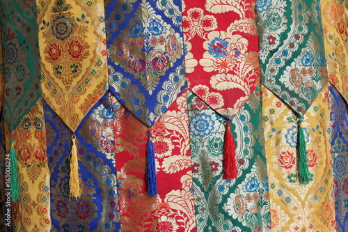 Colorful Monastic Decor in an Amdo Tibetan Temple in Qinghai China Asia