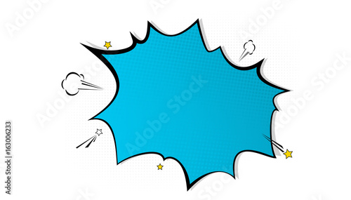Pop art splash background, explosion in comics book style, blank layout template with halftone dots, cloud and beams isolated dots pattern on white backdrop. Vector template for ad, covers, posters.