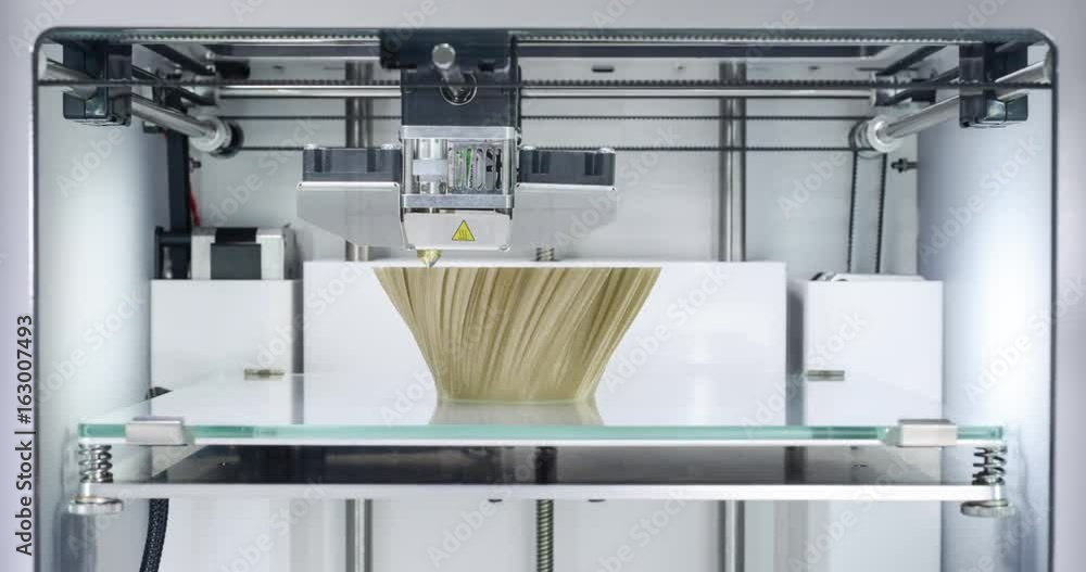 Working 3D printer, printing a fractal vase - 4K Time lapse video