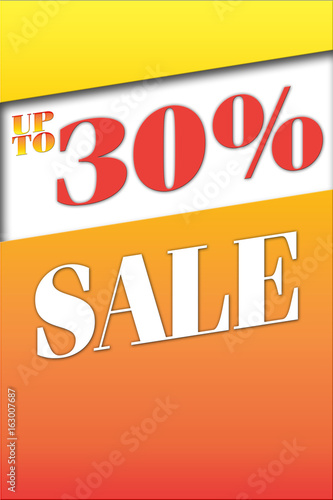 Sale, up to 30 percent Discount, Bright in Orange Colors, blank space for company logo and or personal text.