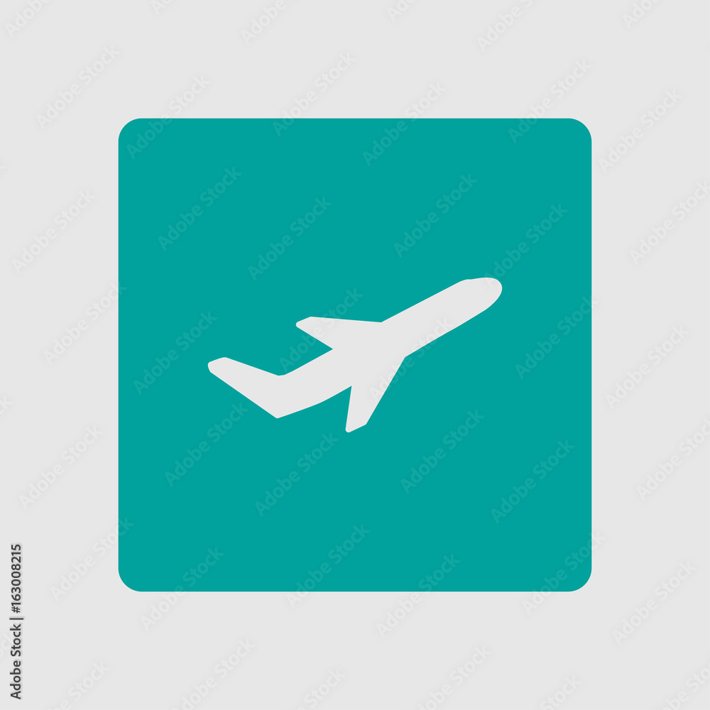 Airplane flight tickets air fly travel takeoff silhouette element. Plane symbol. Travel icon. Flat design. 