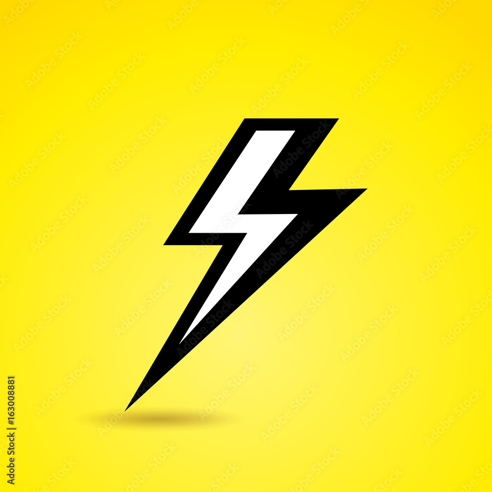 thunder icon on yellow background thunder icon on yellow background