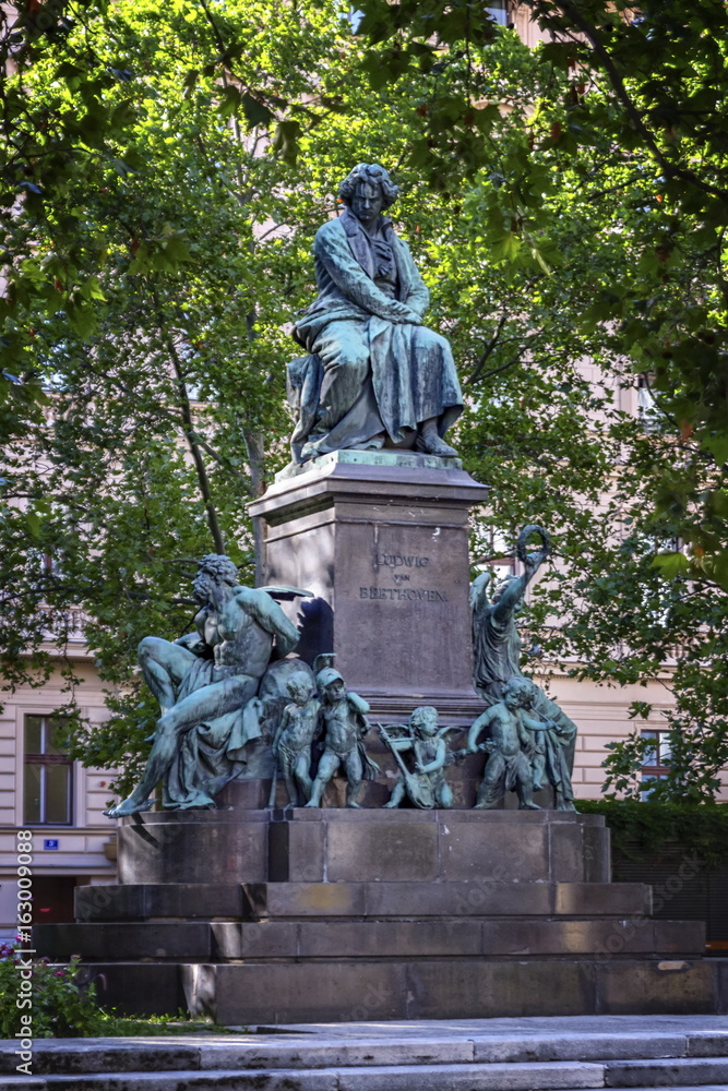 Beethoven monument on the Beethovenplatz square in Vienna, Austr