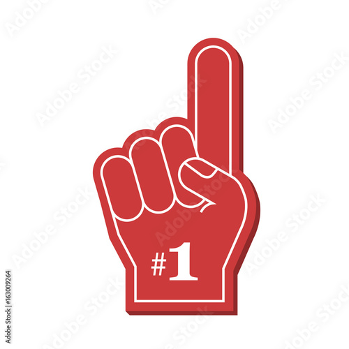Number 1 fan. Red foam finger, vector illustration